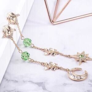 Moon and Star Dangle Post Earrings
